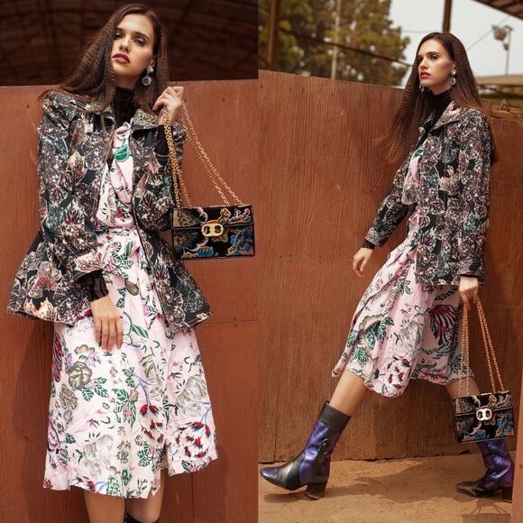 Tory Burch Adelia Floral Printed Wrap Midi Dress Pink Size 2 - Picture 13 of 15